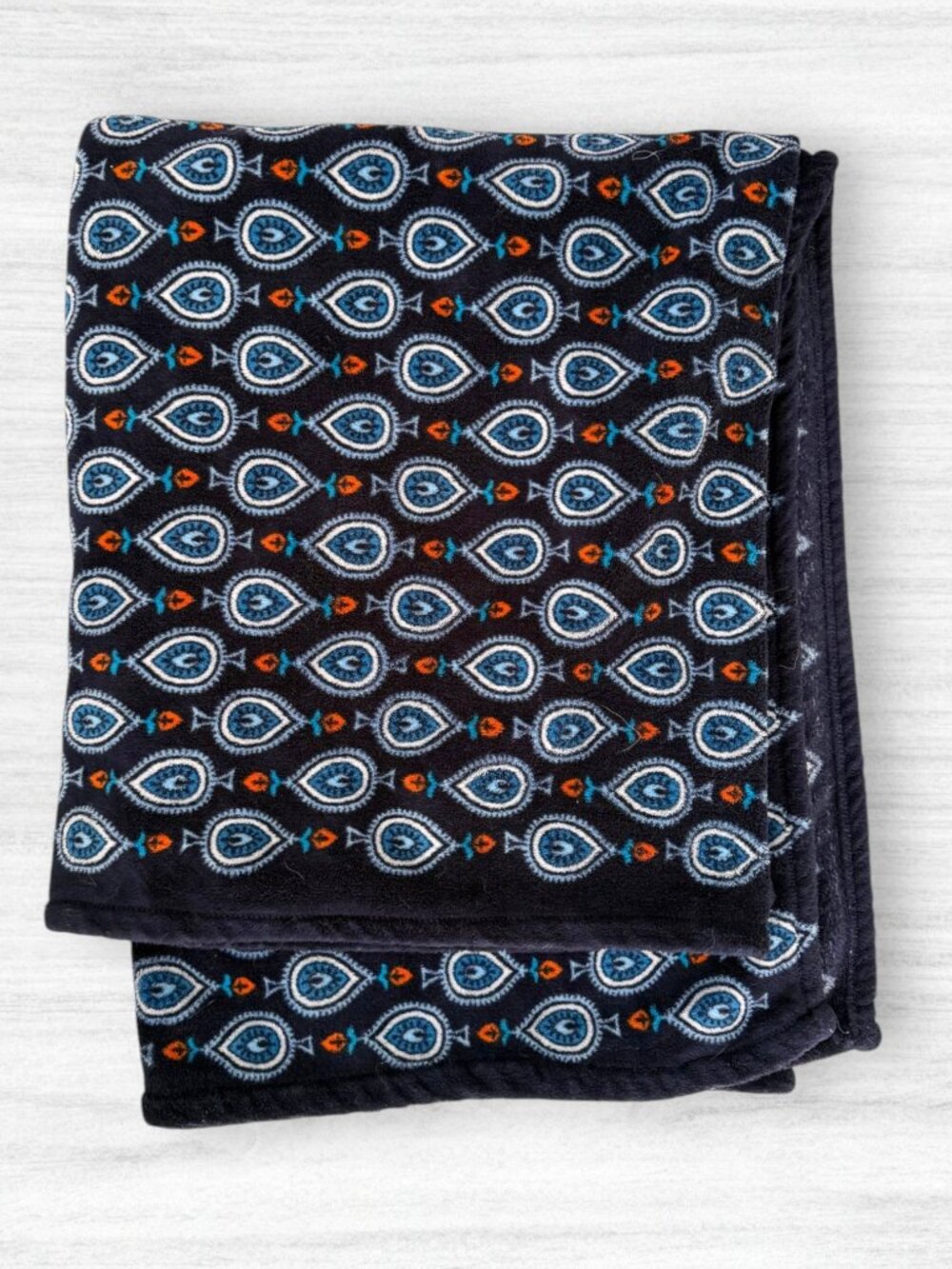 Vera Bradley Marrakesh Motifs Plush Fleece Throw Blanket 50x80 Retired Blue
